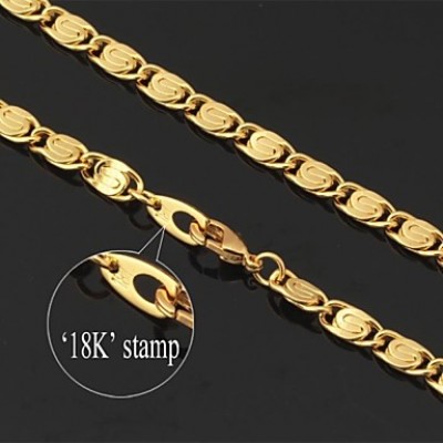 Men's Vintage 18K Chunky Gold FilledChain Necklace for Men 6MM 22Inches 55CM