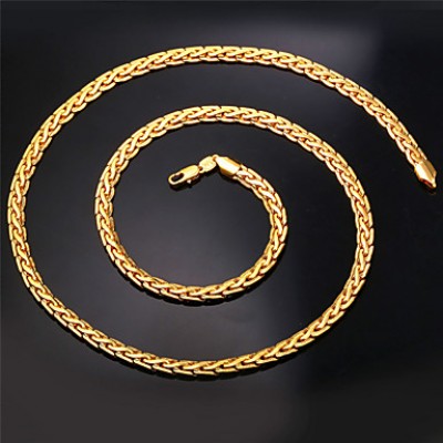 High Quality Vintage 18K Chunky Gold FilledChain Necklace for Men 6MM 22Inches 55CM Jewelry