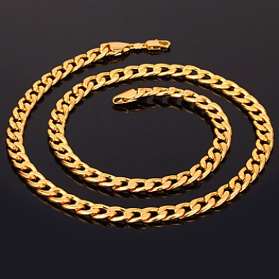 Men's 18K Chunky Gold Filled Necklace High Quality Gold PlatedChains for Men 7MM 55CM 22inches