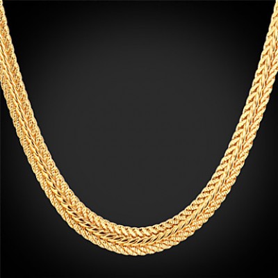  Chain Necklace 18K Real Gold Plated Vintage Chunky Necklace Fashion Jewelry for Women/Men