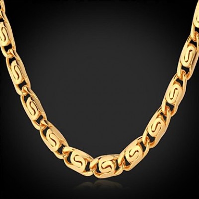 Unique Design 18K Stamp Men'sGold Plated Chunky Necklace Men's Chain Necklace Choker for Men High Quality 22''