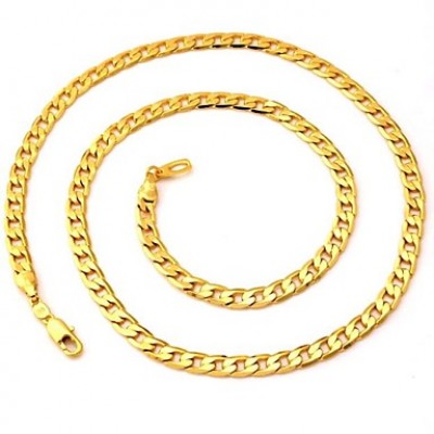 18K Chunky Gold Filled Necklaces Yellow Gold PlatedChains Quality Jewelry For Men 5MM 55CM