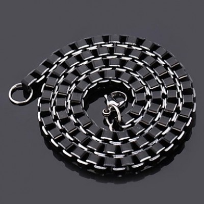 Men's Cool Black Box Chain Aluminum Alloy Necklace 6MM 55CM With 316 Stamp Fashion Jewelry