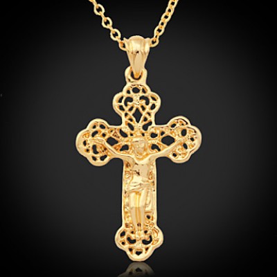 Crucifix High Quality Cro Pendant 18K Gold Plated Choker Necklace Hollow Cro Fahion Jewelry