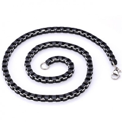 Cool Black Box Chains Aluminium Alloy Necklace High Quality Men's Jewelry 6MM 