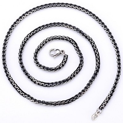 Men's Cool Black Box Chain Aluminum Alloy Necklace 3MM 55CM With 316 Stamp Fashion Jewelry